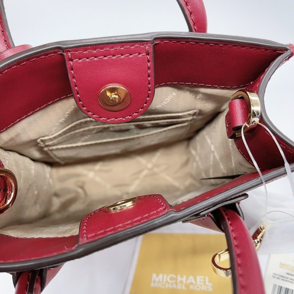 Michael Kors Extra Small Mercer Logo Leather Crossbody Bag Mulberry NWT Org $348 - Picture 4 of 9